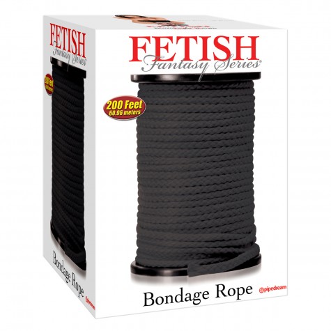 Черная веревка для связывания Bondage Rope - 60,9 м.