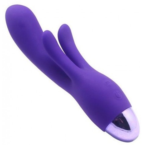 Фиолетовый вибратор INDULGENCE Rechargeable Frolic Bunny - 18,7 см.